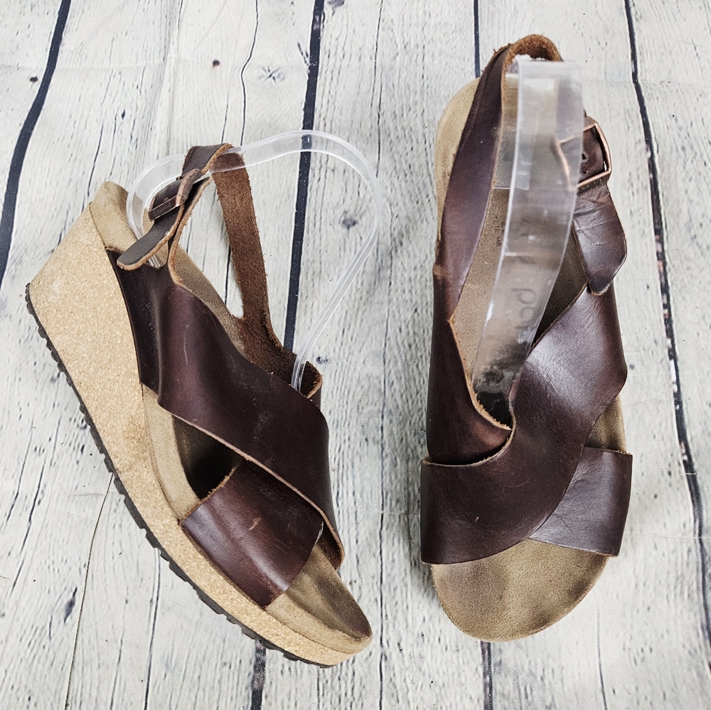 PAPILLIO by BIRKENSTOCK | Samira leather cork wedge sandals
